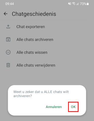 Alle chats archiveren in WhatsApp