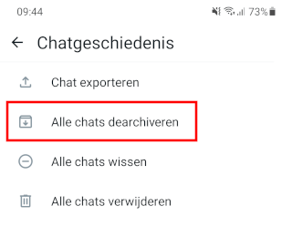 Alle chats dearchiveren in WhatsApp