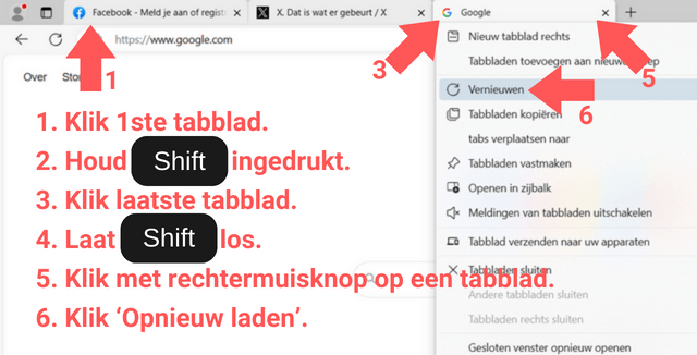 Alle geopende tabbladen opnieuw laden in Microsoft Edge