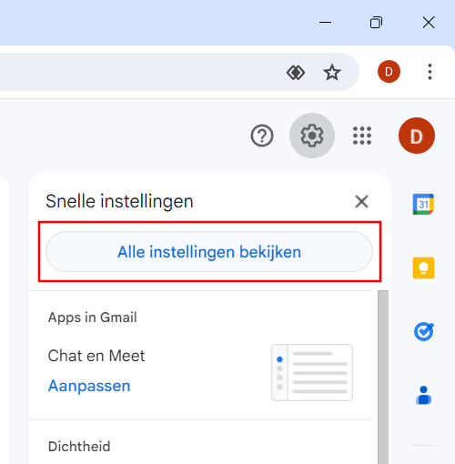 Alle instellingen bekijken in Gmail