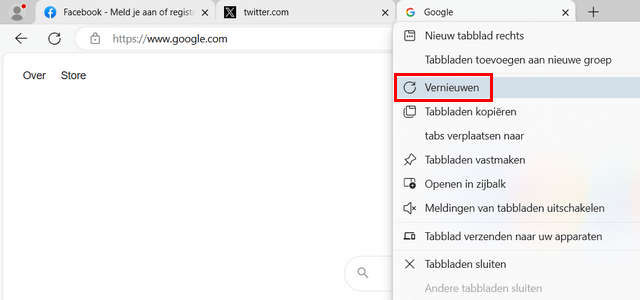 Alle tabbladen opnieuw laden in Microsoft Edge