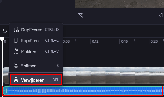 Audio verwijderen van video in Clipchamp