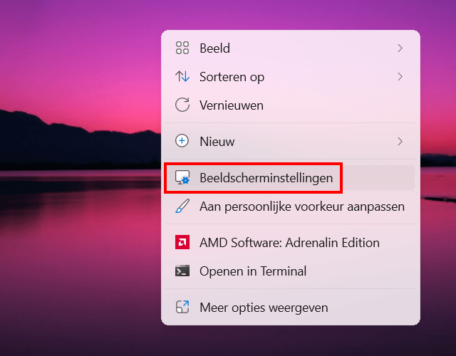 Beeldscherminstellingen openen in Windows 11