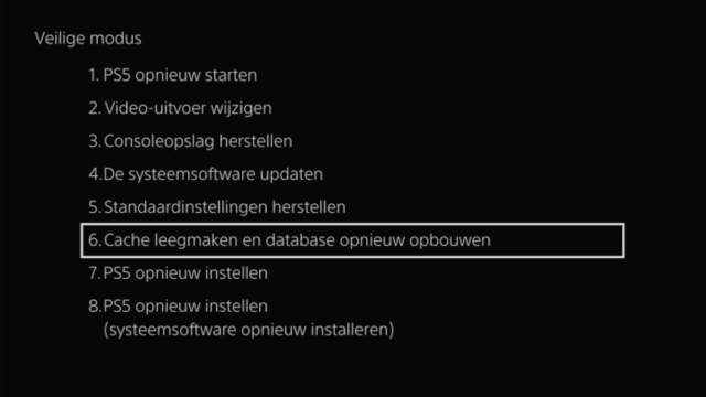 Cache leegmaken en database opnieuw opbouwen optie