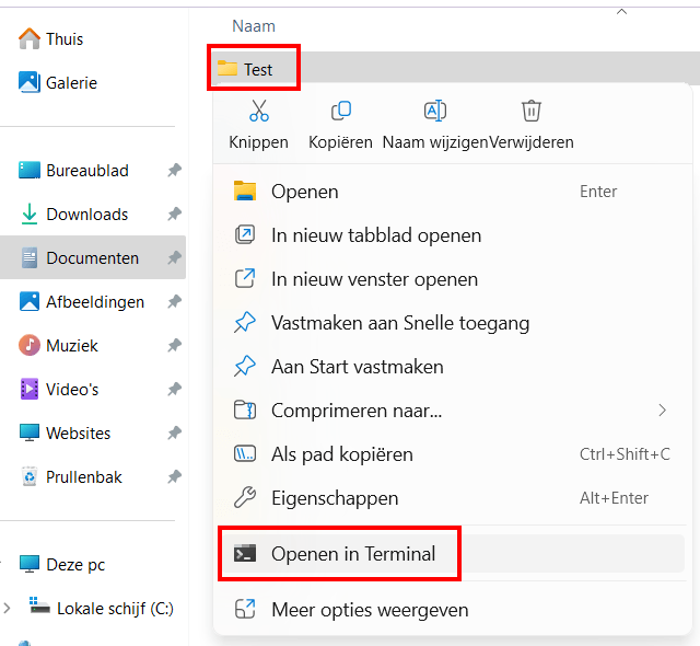 CMD in een map openen als beheerder in Windows 11