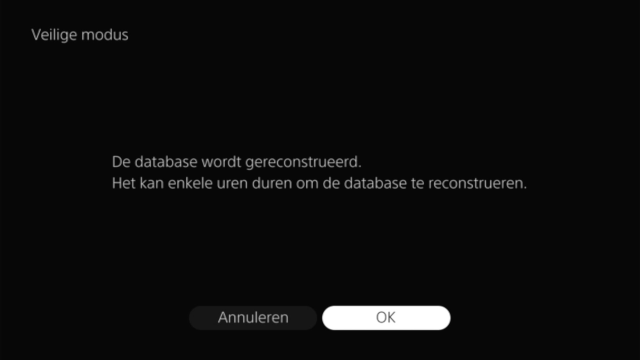 Database opnieuw opbouwen op een PS5