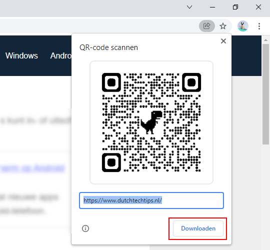 Gegenereerde QR-code downloaden