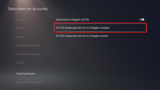De PS5-toegangscode om in te loggen wijzigen