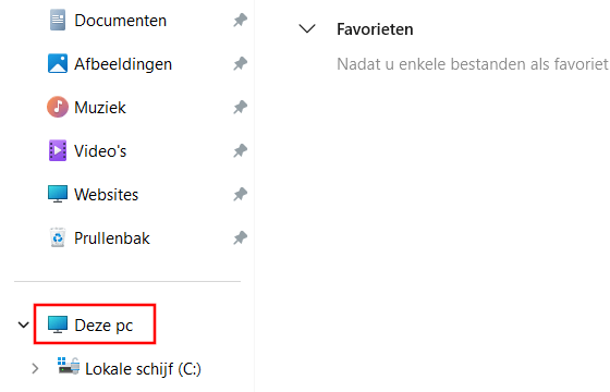 Deze pc in Windows Verkenner