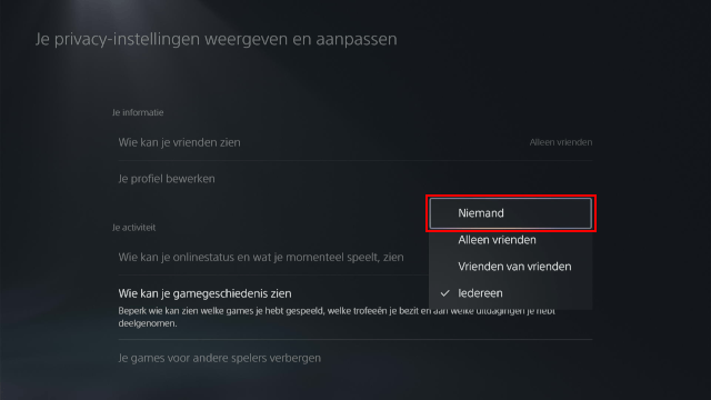 Game geschiedenis verbergen op de PS5