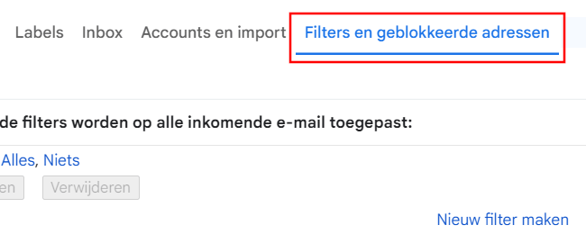 Gmail Filters en geblokkeerde adressen