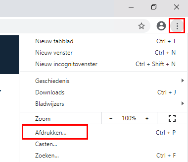 Google Chrome afdrukfunctie