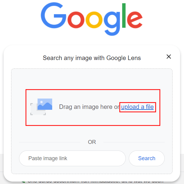 Google Lens bestand uploaden link