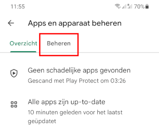 Google Play Store apps beheren