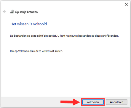 Herschrijfbare CD of DVD wissen in Windows 10