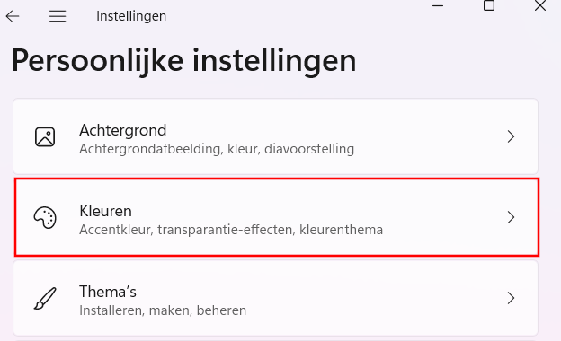 Kleur-instellingen openen in Windows 11