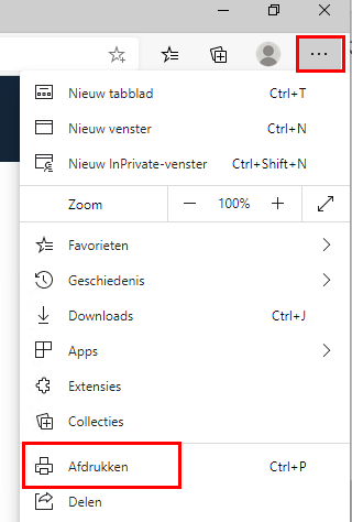 Microsoft Edge afdrukfunctie