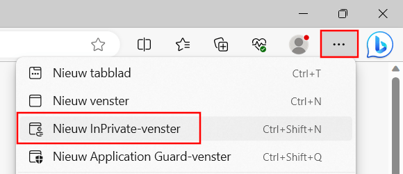 Microsoft Edge InPrivate venster openen