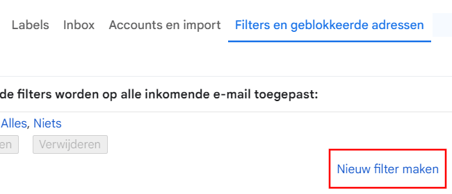 Nieuwe filter maken in Gmail