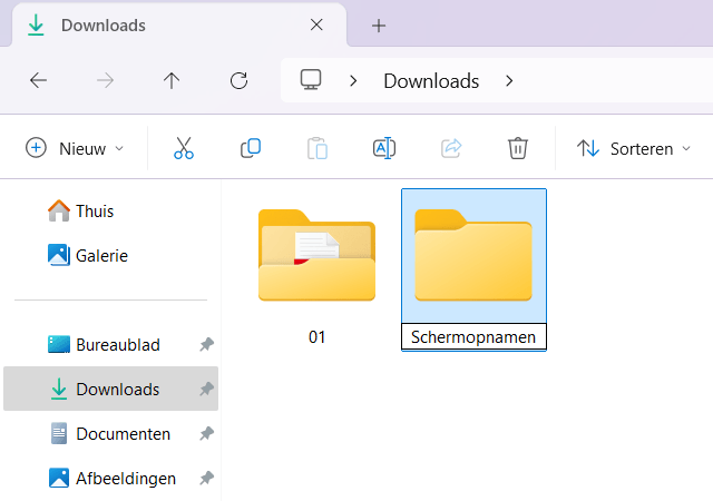 Nieuwe schermafbeeldingen map aanmaken in Windows 11