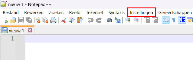 Notepad++ instellingen