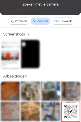 Open de afbeelding met de QR-code met Google Lens