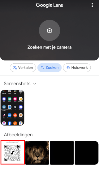 Open een QR-code in de Google Lens app