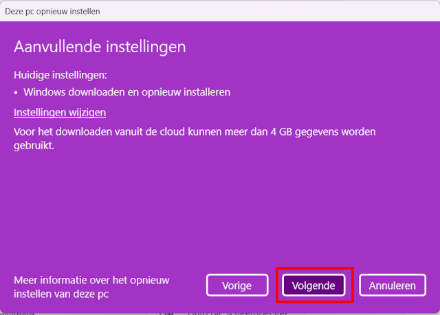 Pc opnieuw instellen