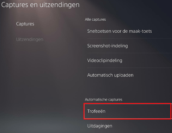 PlayStation 5 instellingen voor trofeeën