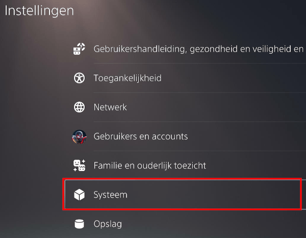 PlayStation 5 Systeem instellingen openen