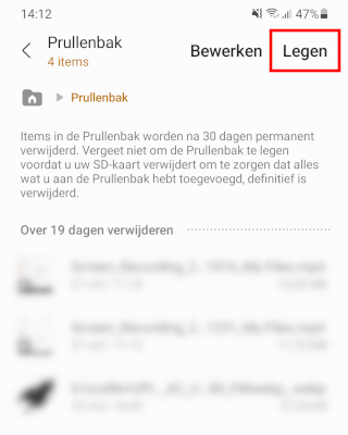 Prullenbak leegmaken op een Samsung telefoon of tablet