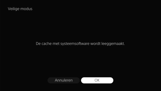 PS5 cache met systeemsoftware leegmaken