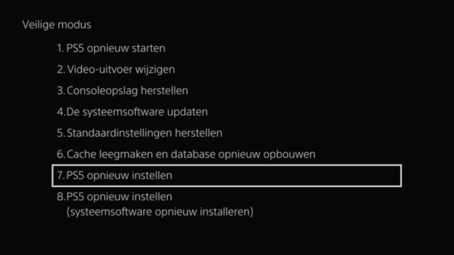 PS5 opnieuw instellen