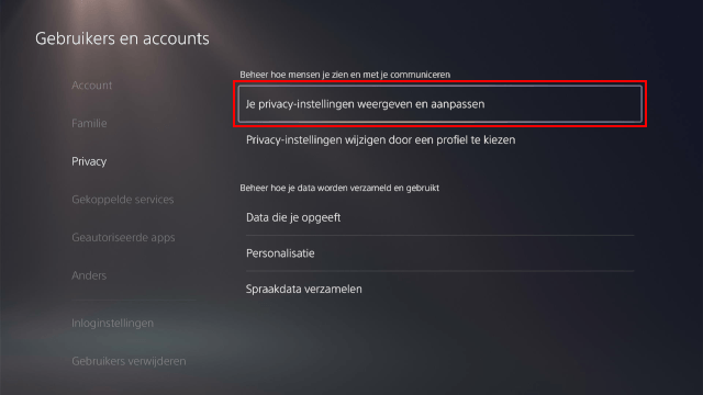 PS5 privacy-instellingen weergeven en aanpassen