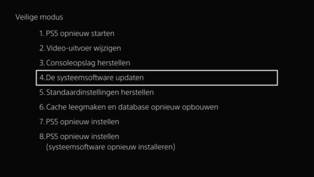 PS5 systeemsoftware updaten in veilige modus