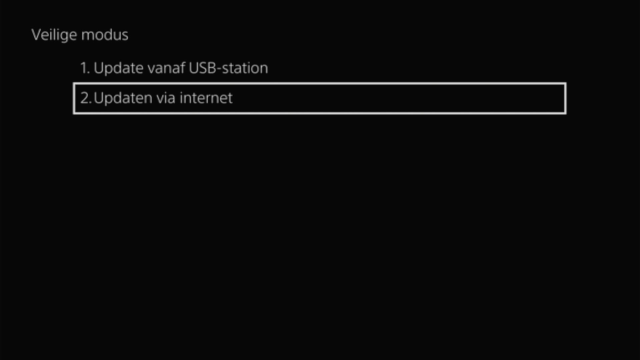 PS5 systeemsoftware updaten in veilige modus via internet