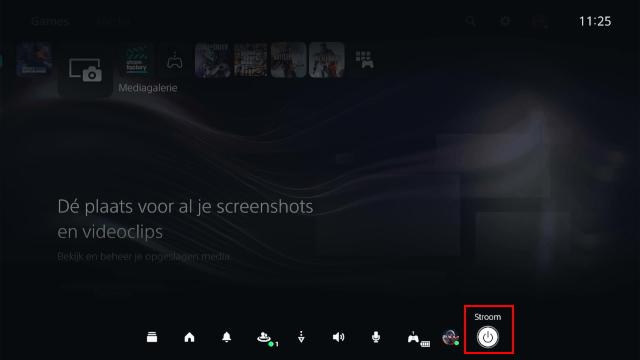 PS5 uitzetten met controller