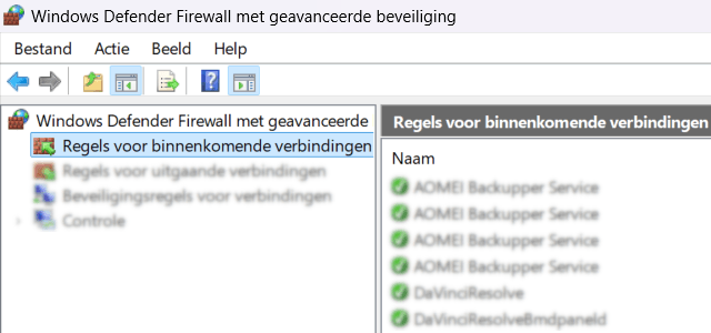 Regels voor binnenkomende verbindingen