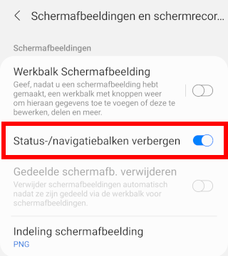 Schermafbeeldingen maken zonder statusbalk en navigatiebalk op een Samsung-telefoon of -tablet