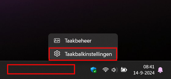 Taakbalkinstellingen openen in Windows 11