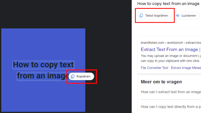 Tekst uit een afbeelding kopiëren met Google