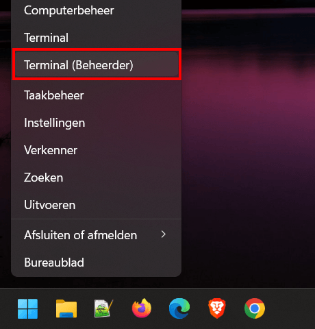 Terminal als beheerder openen in Windows 11