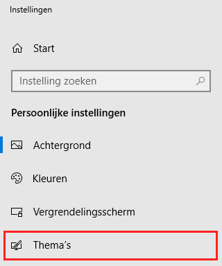 Thema instellingen openen in Windows 10