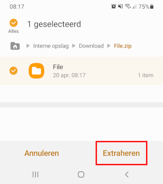 Tik op Extraheren