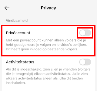 TikTik-account privé maken