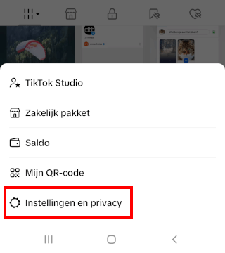 TikTok instellingen openen