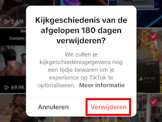 TikTok kijkgeschiedenis wissen