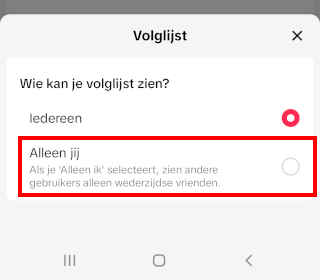 TikTok volglijst verbergen