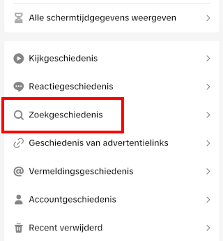 TikTok zoekgeschiedenis openen