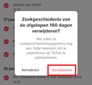 TikTok zoekgeschiedenis wissen